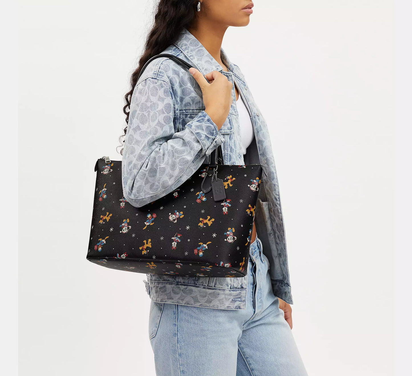 Disney X Coach Gallery Tote With Holiday Print